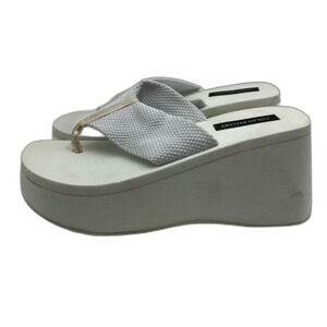 Vintage Y2K Colin Stuart Women's White Platform Thong Sandals Wedge Unworn 6.5